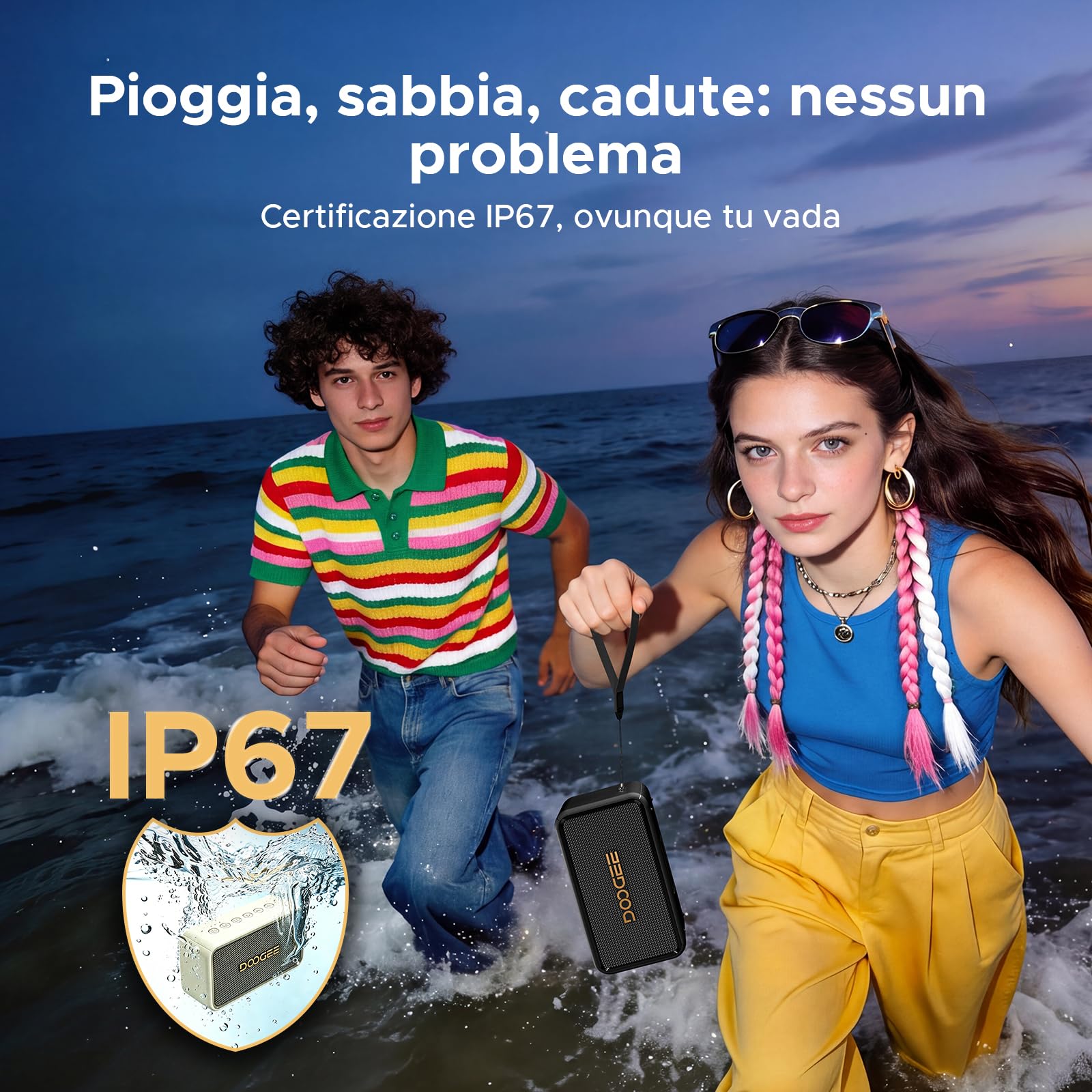80W Cassa Potente Portatile, 19 Ore Altoparlante da Esterno Potente, IP67 Impermeabile Altoparlante Wireless Portatile con Bassi Profondi, TWS Doppia Modalità EQ e Compatibile con Chiamate