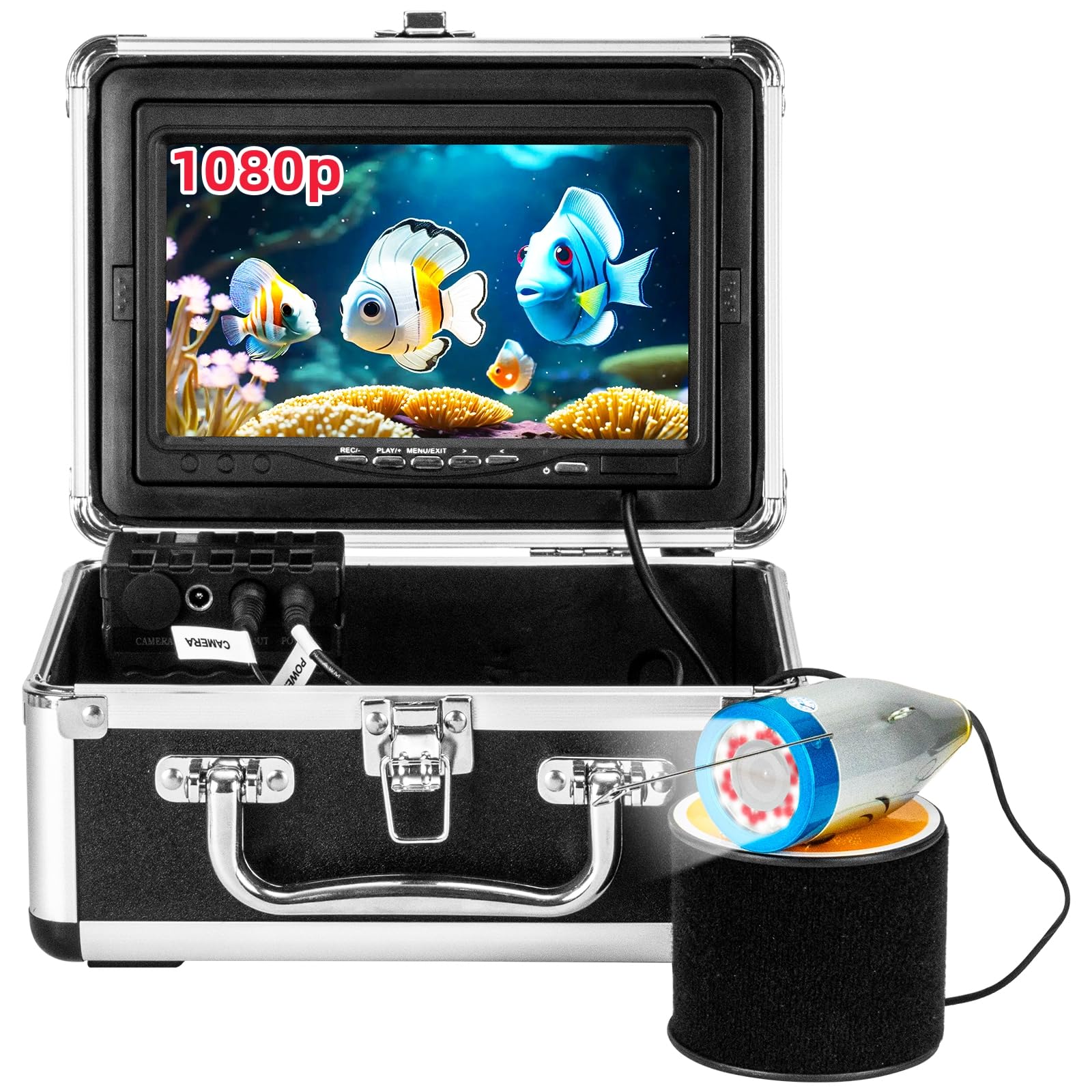 Underwater Fishing Camera, 7" HD LCD Fish Finder 1200TVL Waterproof Fishing Camera IP68 with 36pcs Infrared White Dual Lights for Boat, Lake, Ice Fishing