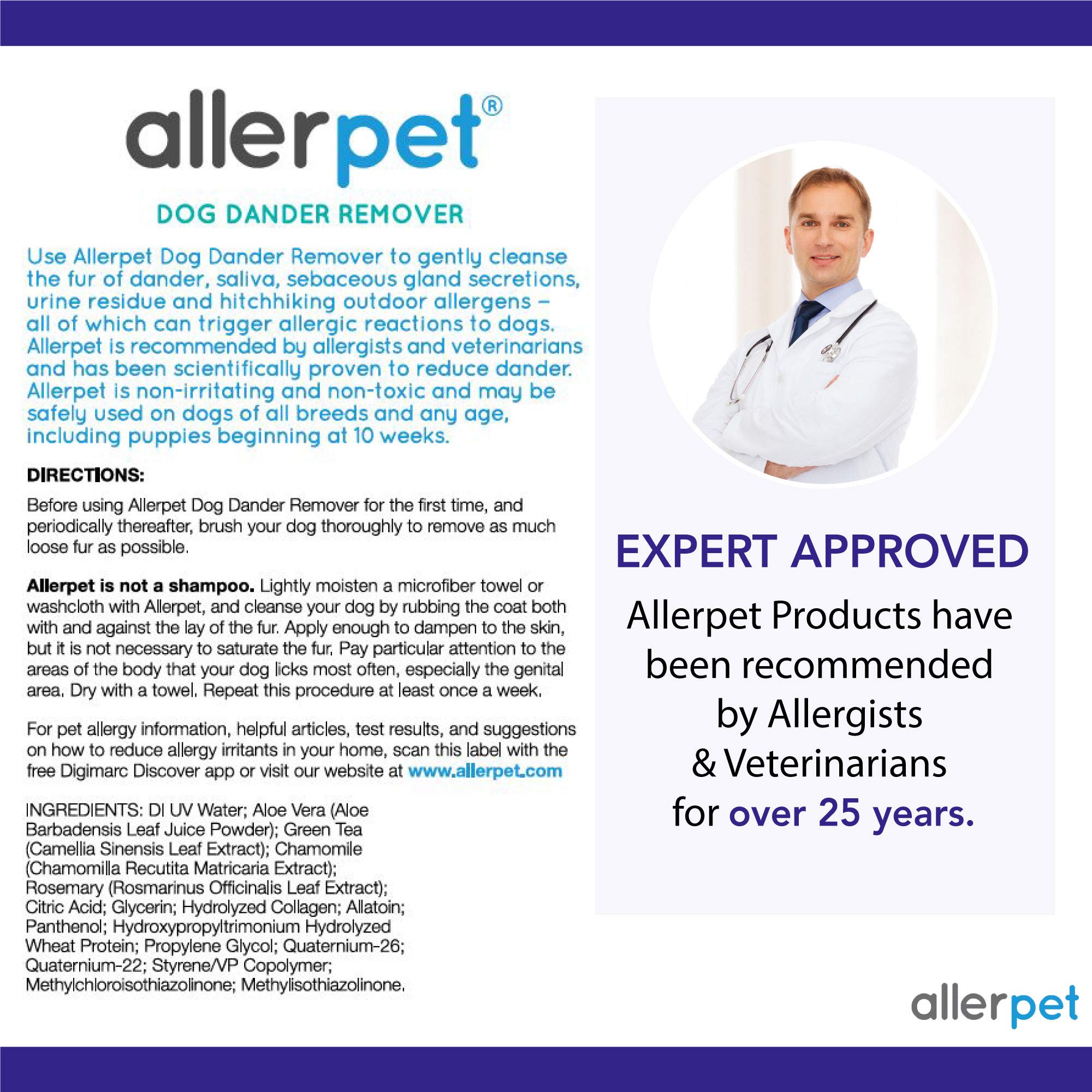 Allerpet Dog Allergy Relief w/Free Applicator Mitt & Sprayer Best Pet