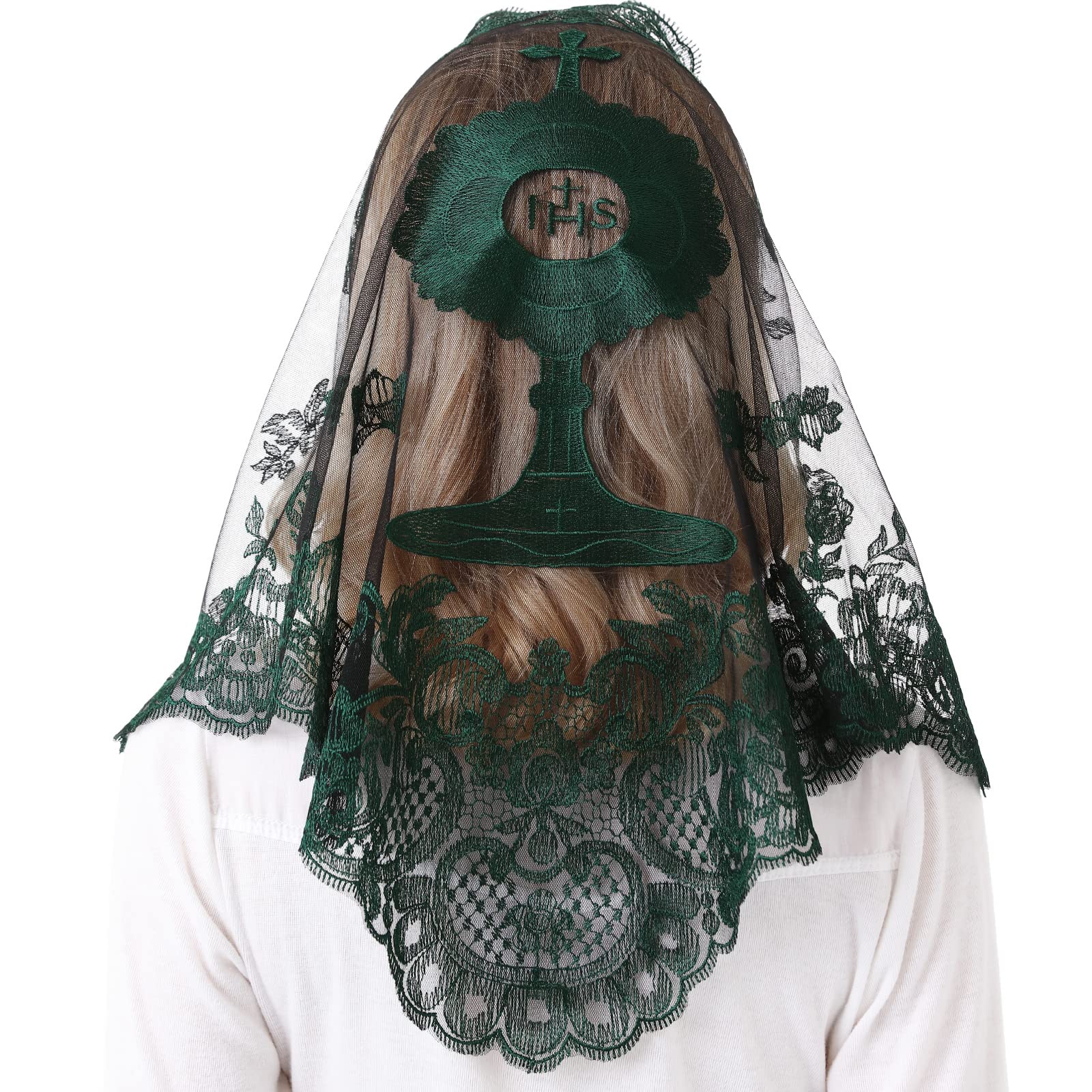 Church Veil for Women Latin Mass Mantilla Veils Cathedral Embroidery Infinity Chapel Lace Head Covering