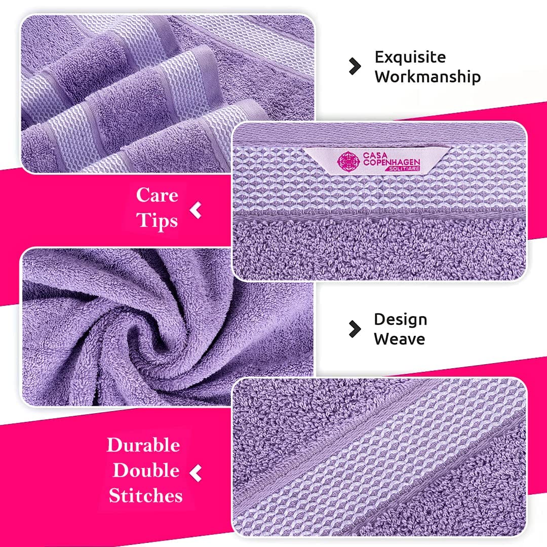 Casa Copenhagen Juego de 6 Toallas de baño 600 gsm, Rosa púrpura-Rosa | Solitaire Mix 100% algodón egipcio puro para baño, cocina y ducha 2toallas baño, 2de mano, 2paños (set regalo mujer y hombre)