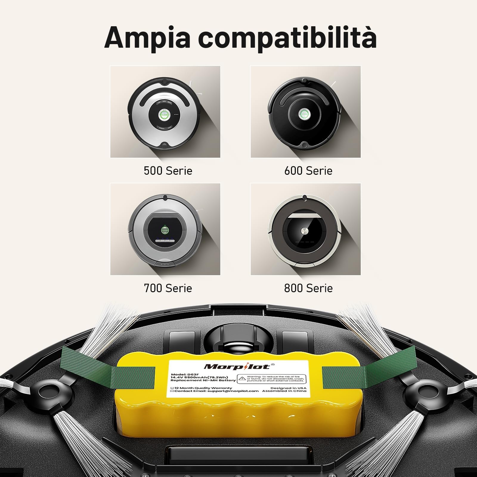Morpilot 14.4V 5500mAh Batteria di Ricambio Ni-MH per 500 600 700 800 series 510 520 555 500 56 562 575 580 555 562 562 560 562 575 595 600 610 620 630 631 650 660 700 760 770 780 790 800 870 880 900