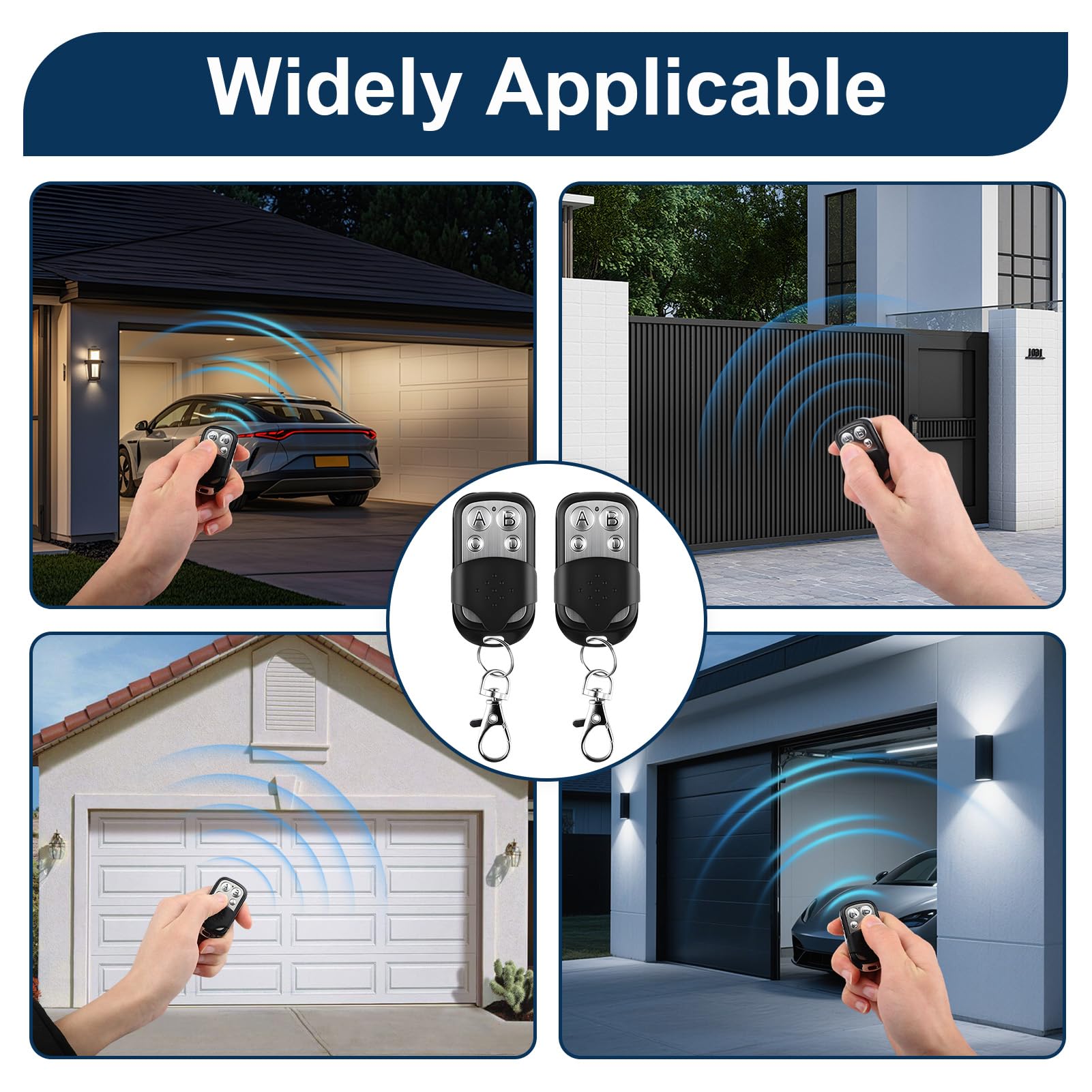 2Pcs Mando Garaje Universal Mando a Distancia Garaje 433,92 MHz con 4 Botones Mando Puerta Garaje Compatible con Código Fijo Control Remoto Inalámbrico Automático para Puerta de Garaje — view 6