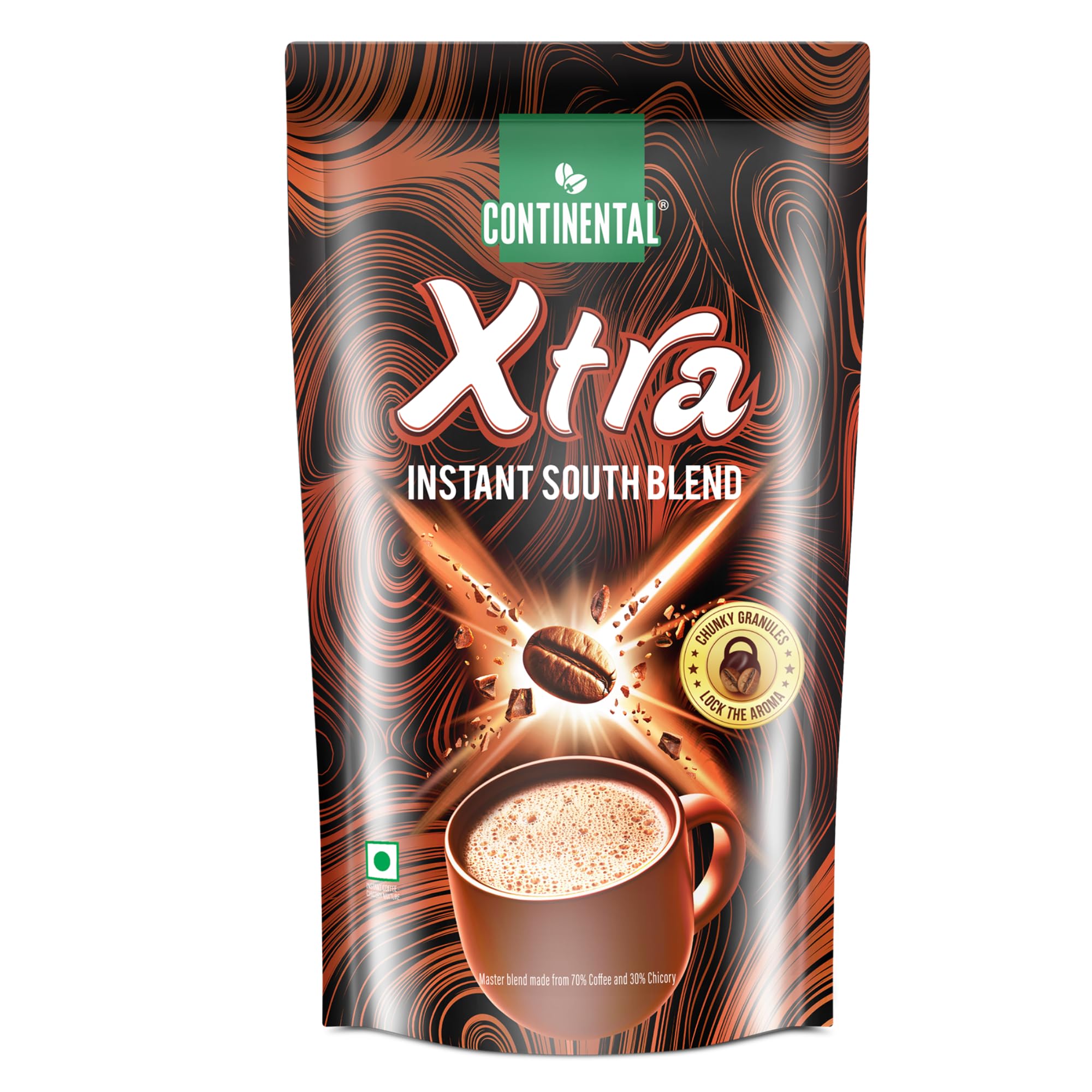 Continental Coffee Xtra Instant Coffee Powder | 150g Pouch | 70% Coffee 30% Chicory | South Blend Instant Coffee | Medium Roast | Premium Blend of Arabica & Robusta | Rich Aromatic Coffee