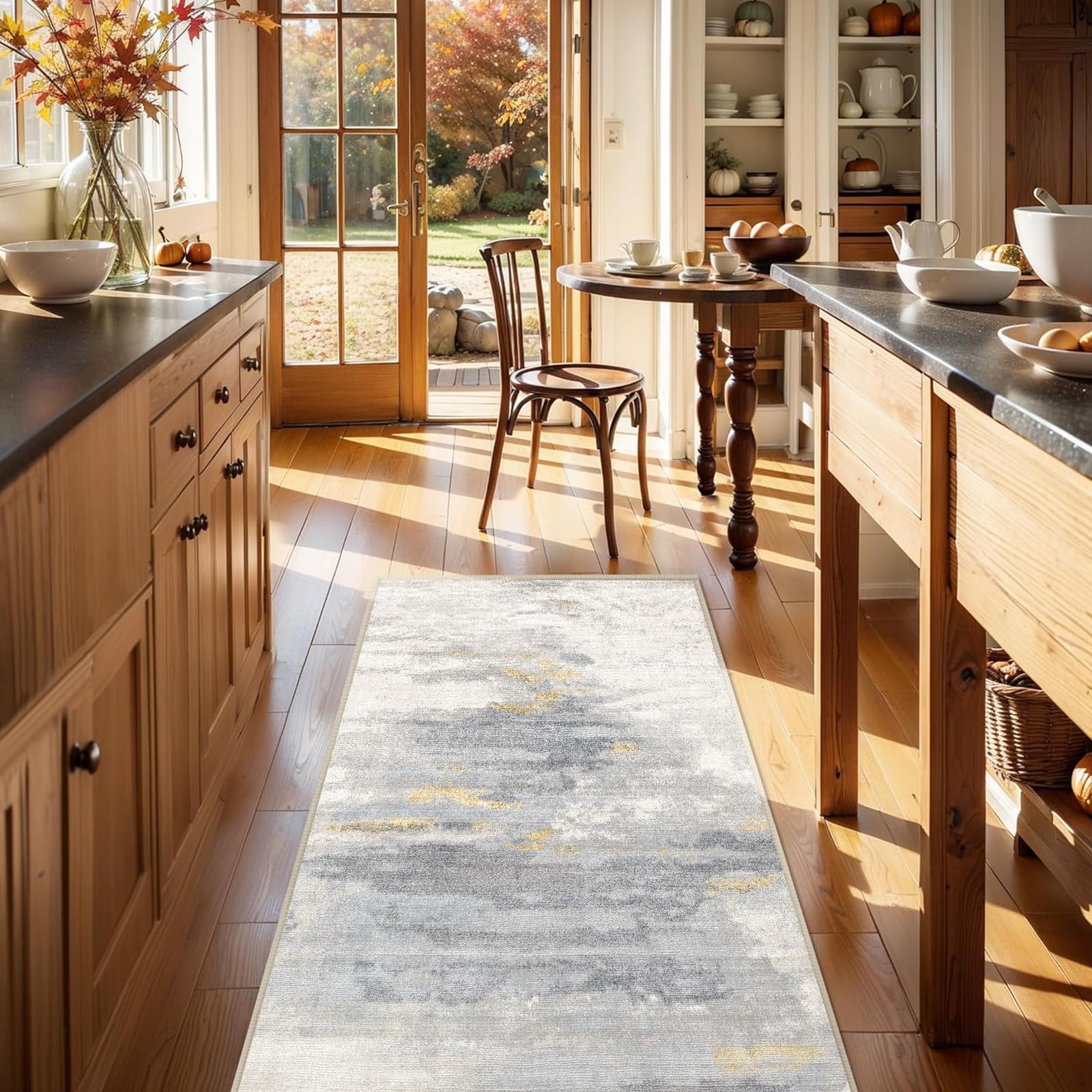 Cycleader 60x180cm Non-Slip Washable Runner Rug for Hallway Bedroom Modern Abstract Faux Cashmere Carpet Anti-Fatigue Kitchen Rugs Indoor Soft Long Floor Mat Low Pile Runners with Anti-Slip Backing