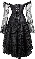 Vista 3 de Corsés para mujer, conjunto de vestido de corsé renacentista, disfraces de Halloween