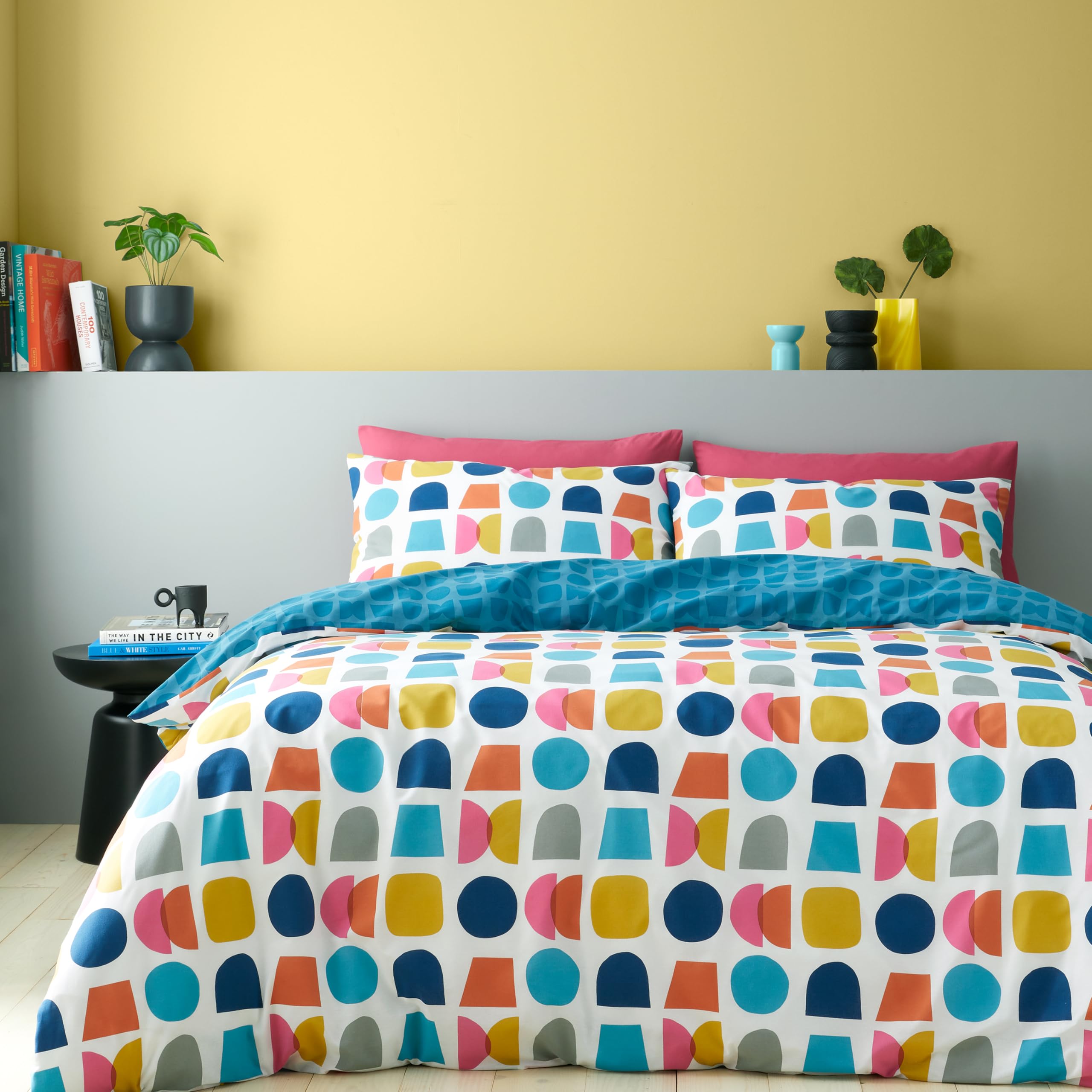 Catherine Lansfield   Connect Geo Reversible Duvet Cover Set Teal in Size King, Sports Direct