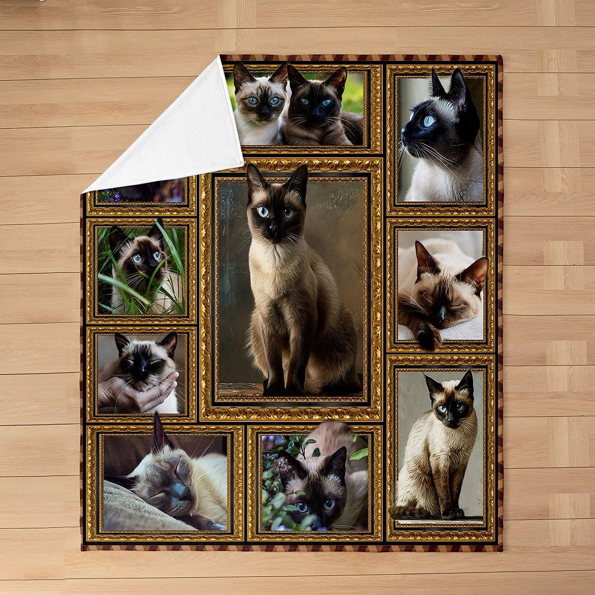 Feelyou Siamese Fleece Throw Blanket for Sofa Couch Cute Cat All Season Bed Blanket Twin 60"x80" Kawaii Kitten Fuzzy Blanket Gift for Siamese Lover Fuzzy Blanket Flannal Blanket