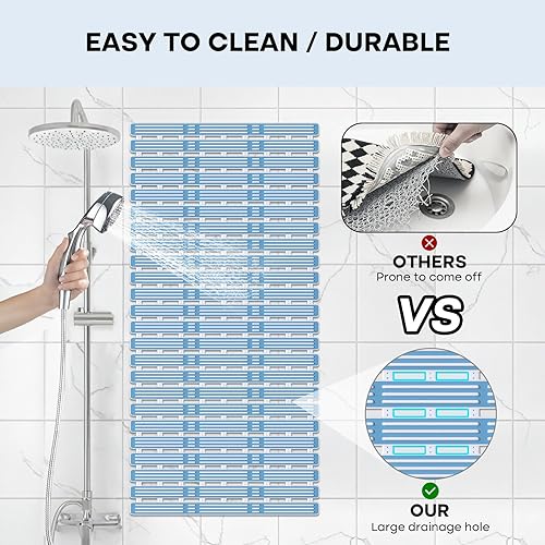 Miniatura 7 de XIYUNTE Tapete de ducha antideslizante para bañera, 36 x 16 pulgadas, tapete de ducha antideslizante para ducha interior, tapete de baño TPE con