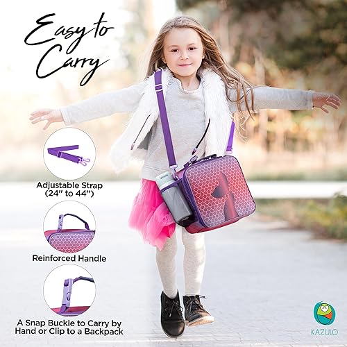 Miniatura 3 de Lonchera aislada con cola de sirena, espaciosa, duradera, fácil de limpiar, lonchera para niñas con soporte para botella de agua y correa para el