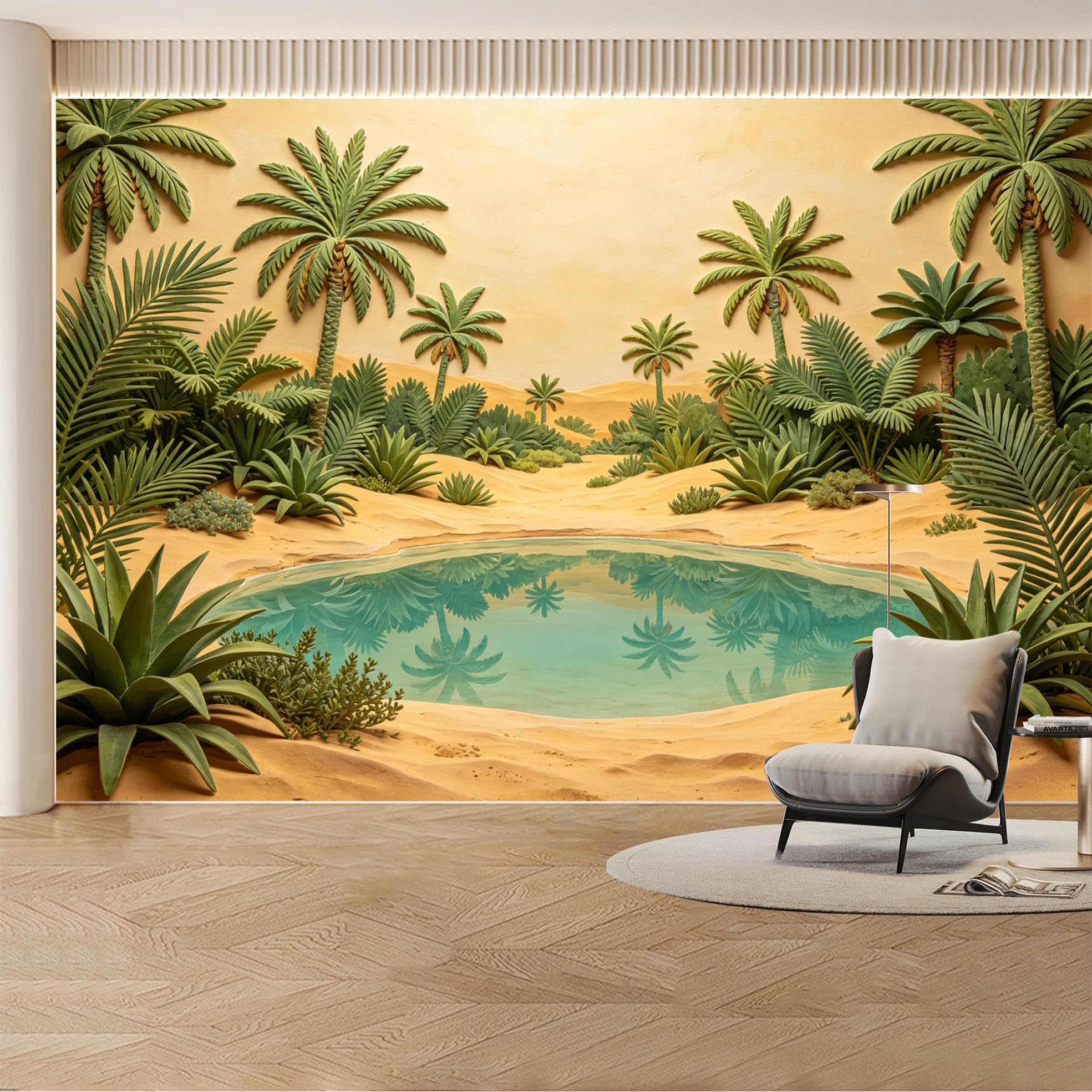 Custom Wall Mural Wallpaper Desert Oasis Landscape Nature 3D Effect Wall Decor Tropical Luxury Removable SelfAdhesive Large Photo for Living Room， Bedroom， Office
