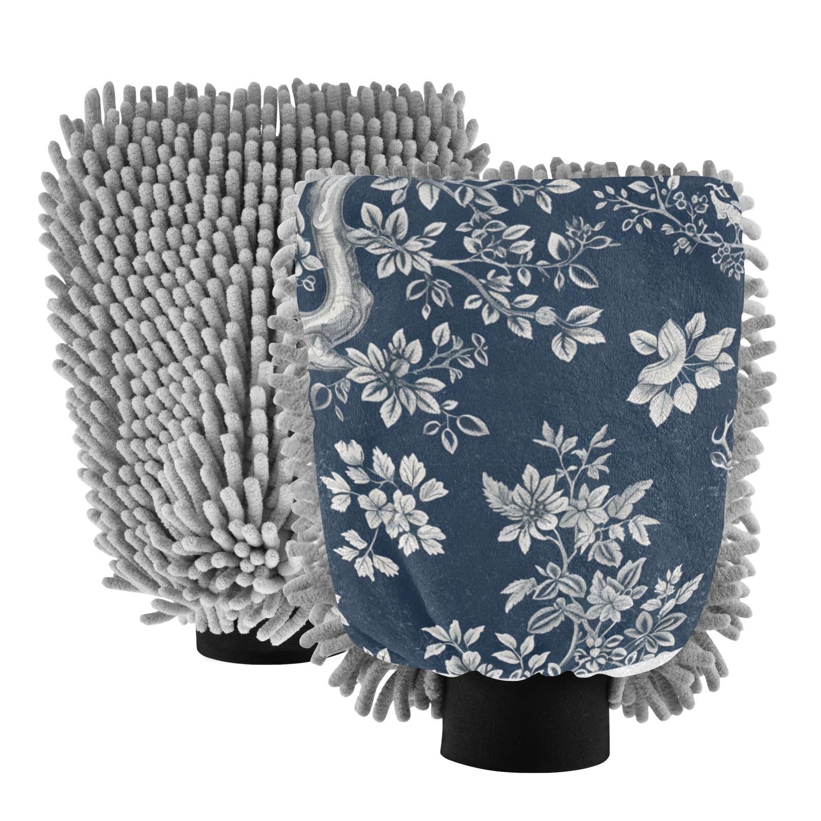 IOACIY Absorbent Microfiber Car Wash Drying Mitts, 2 Pack, Scratch-Free & Lint-Free, Rich Foam, Highly Absorbent, Double Sided, Wash Mitt Perfect for Car Washing, L, Cow (9)