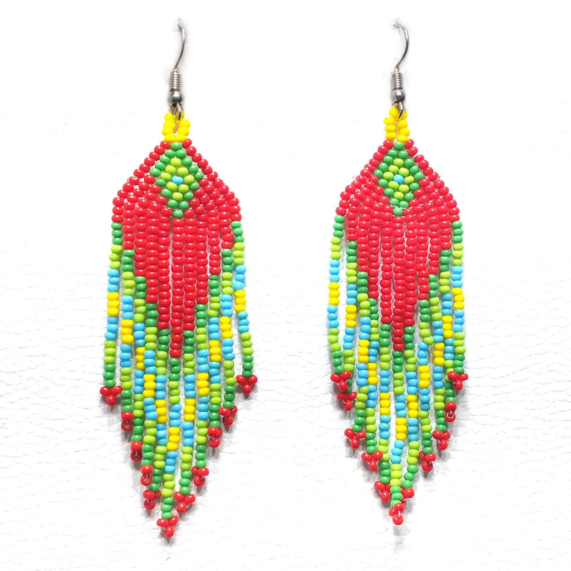 Beaded earrings for girls & women Seed Beads (Handmade) (red green) (B092MZGNK8) Amazon Price History, Amazon Price Tracker