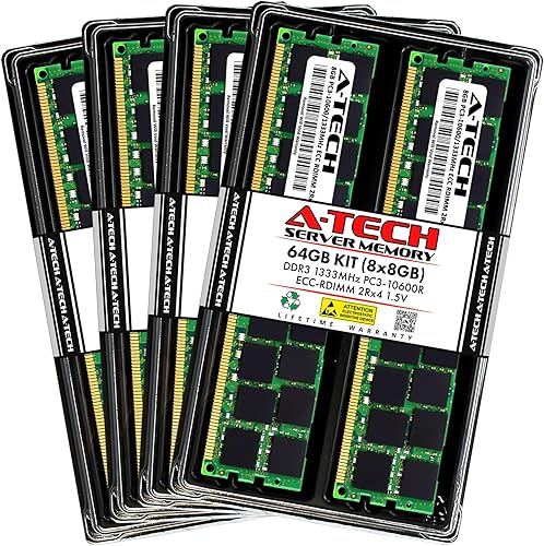 Miniatura 1 de A-Tech Kit de 64 GB (8 x 8 GB) RAM para Supermicro Super X9DBS-F, X9DRG-O-PCIE, X9DRH-iF, X9DRH-iTF, X9DRT-PIBQ, X9DRW-CTF31 | DDR3 1333MHz