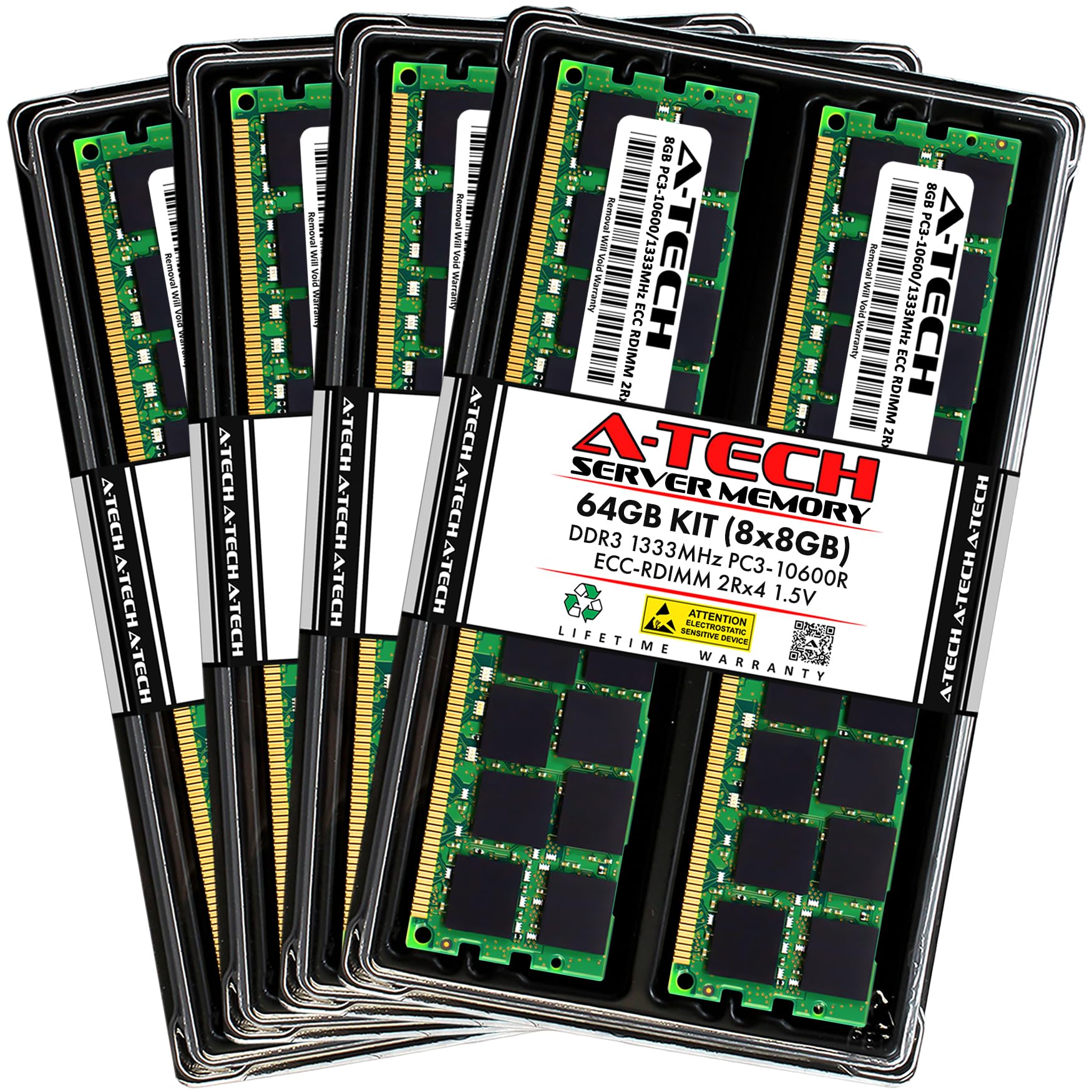 A-Tech 64GB Kit (8x8GB) RAM for IBM System x X3500 M4 Type 7383, x3650 M2 Type 7947, x3650 M4 Type 7915 | DDR3 1333MHz PC3-10600 ECC RDIMM 2Rx4 1.5V Registered Server Memory Upgrade-image-27