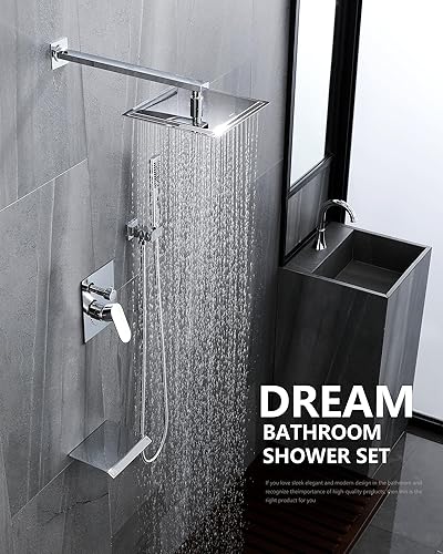 Miniatura 2 de BLTFAUCER Sistema de ducha con boquilla de bañera, juego de grifo de ducha montado en la pared, cabezal de ducha cuadrado de 10 pulgadas y juego de