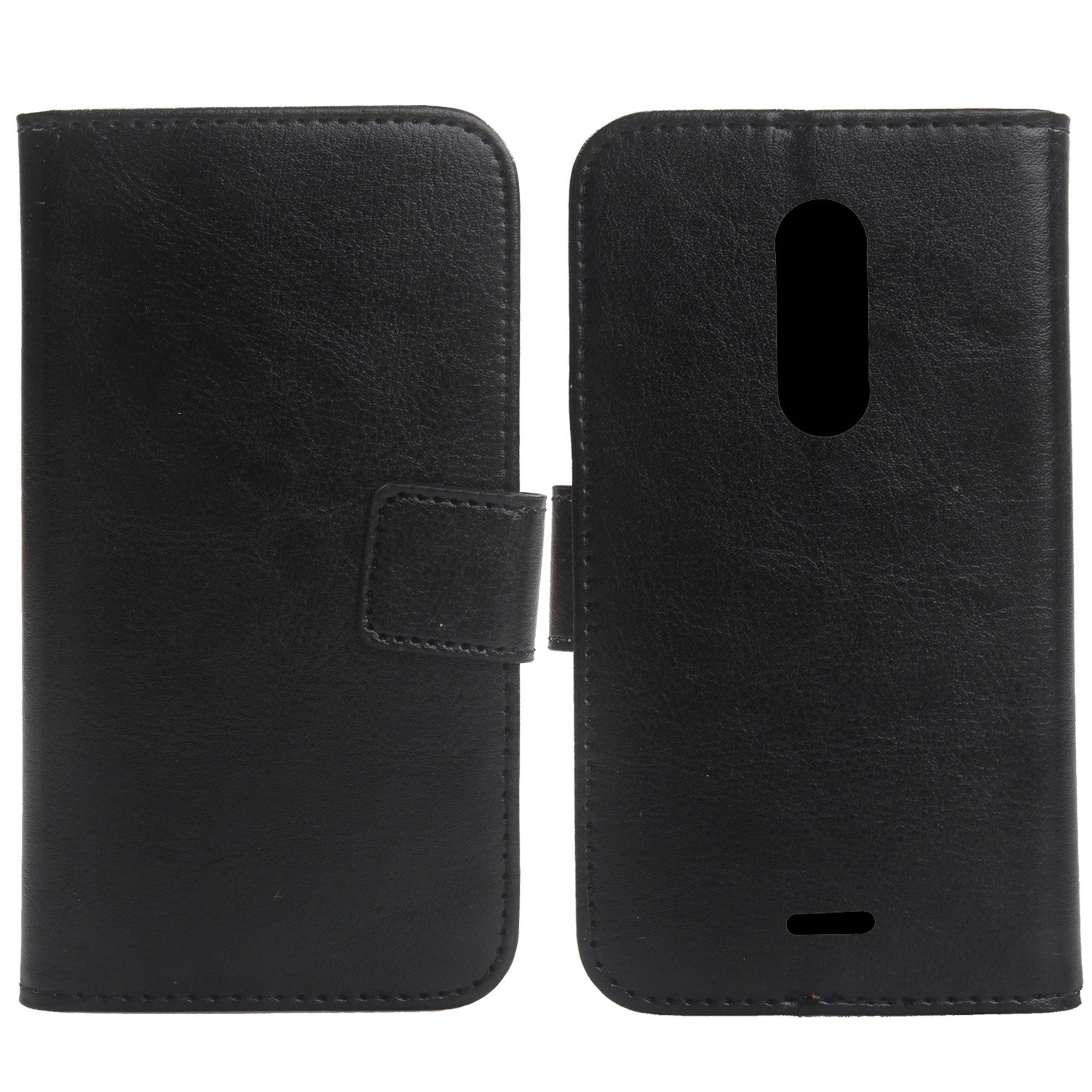 Color Design PU Wallet Flip Leather with Card Slots Cover Skin Protection Case Shell for HP Elite x3 5.96" (Black)