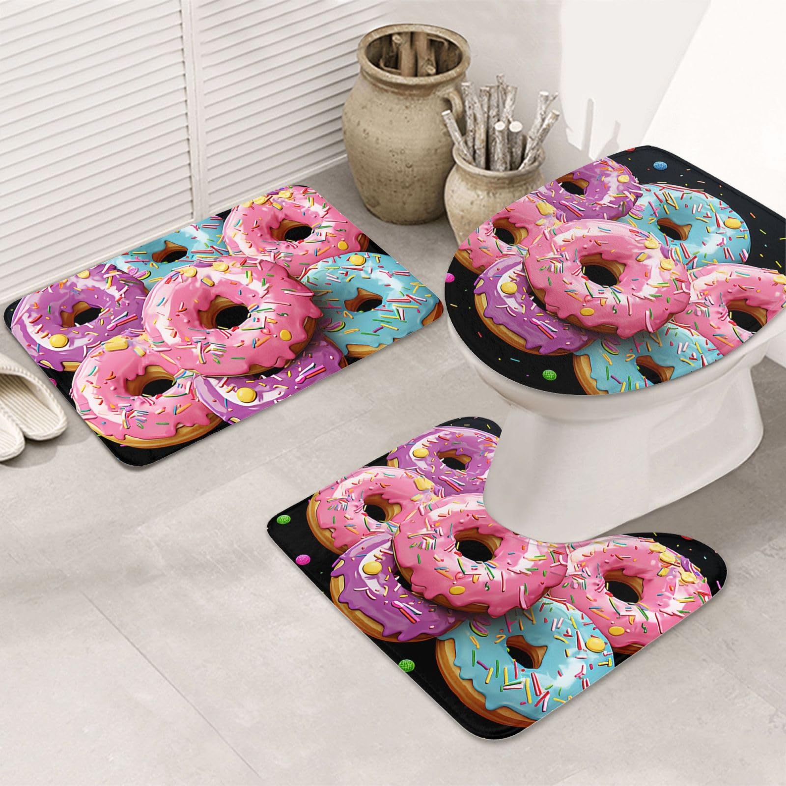 Tapis de sol doux et antidérapant lot de 3 pour éviter les glissades de douche