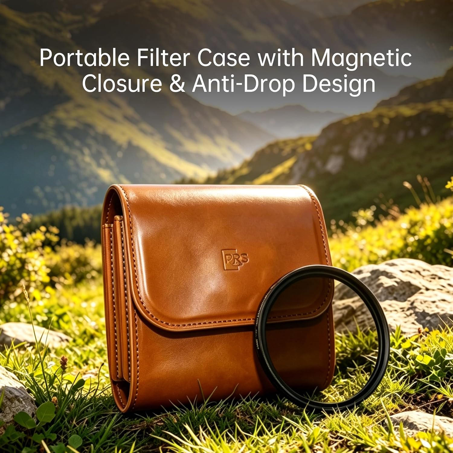 PU Leather Lens Filter Case, 5-Pocket Camera Filter Holder