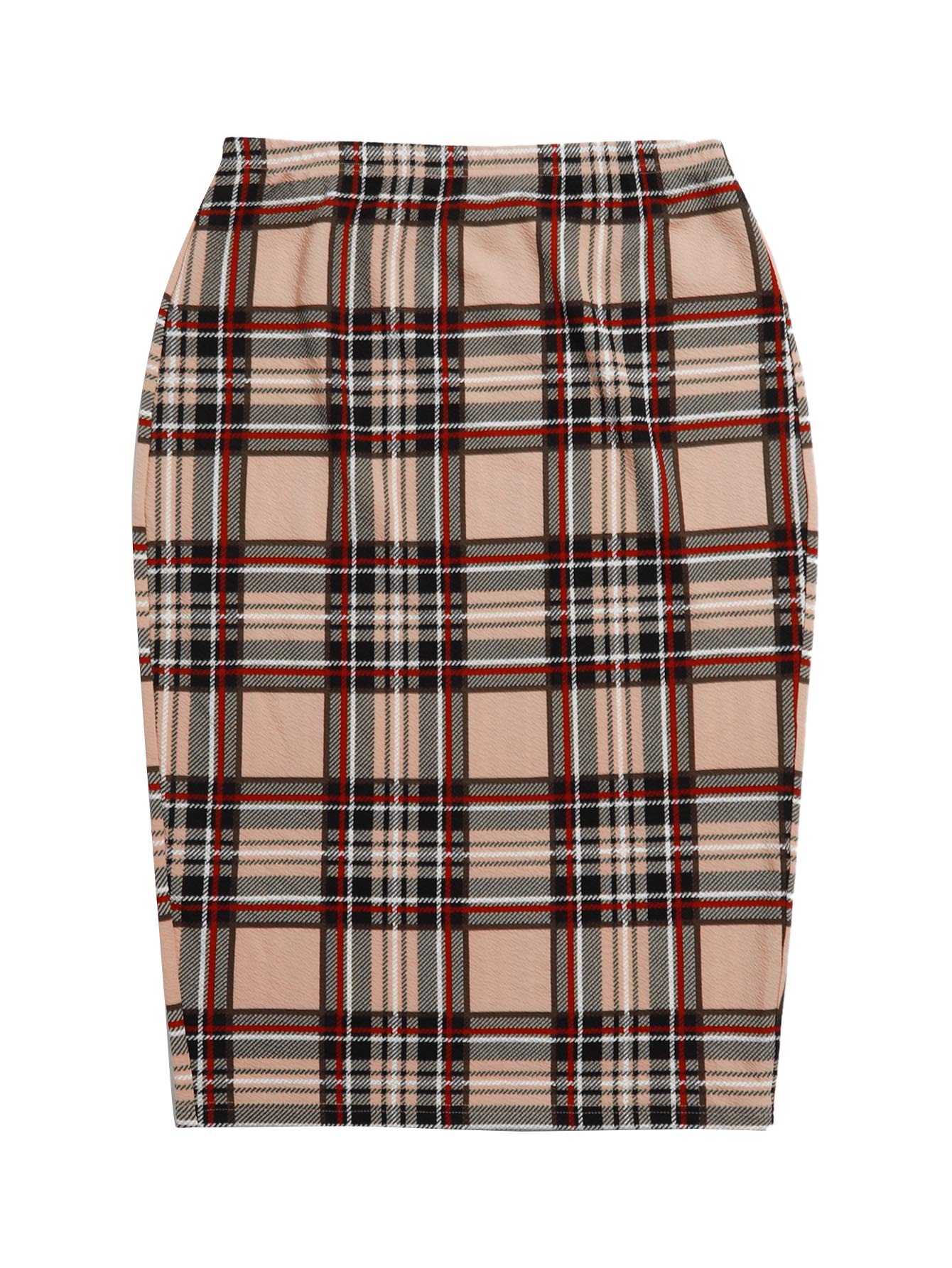 SheInWomen's Plus Size High Waist Tartan Skirt Bodycon Pencil Skinny Skirts