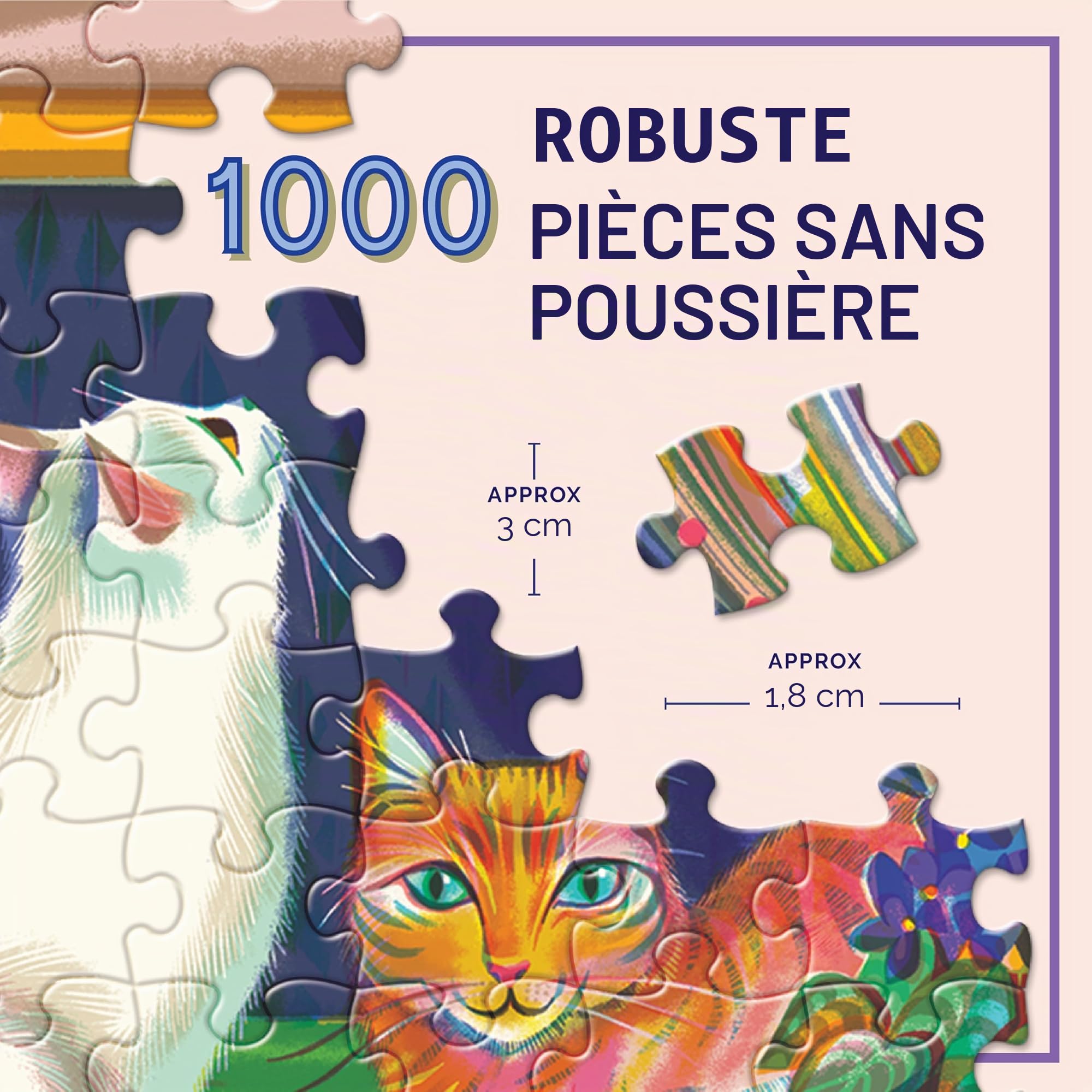 eeBoo Cats in Windows pièces en Carton recyclé-Puzzle Coloré 1000 pièces-58.5 cm De Côté, PZTCIW