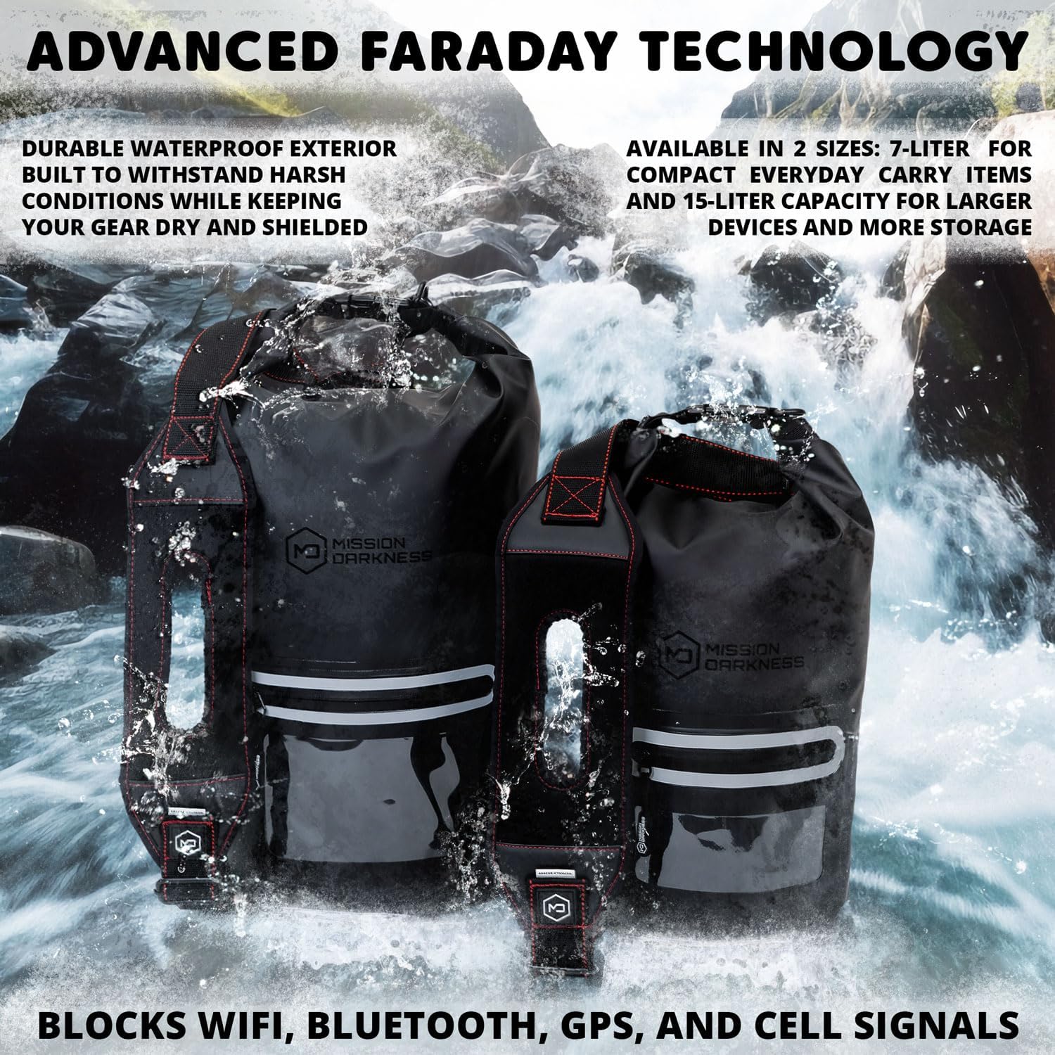 Mission Darkness Dry Shield Faraday Tote 15L // Waterproof Dry Bag for Electronic Device Security & Transport // Signal Blocking, Anti-Tracking, EMP & CME Shield, Data Privacy for Mobile Devices - Image 6