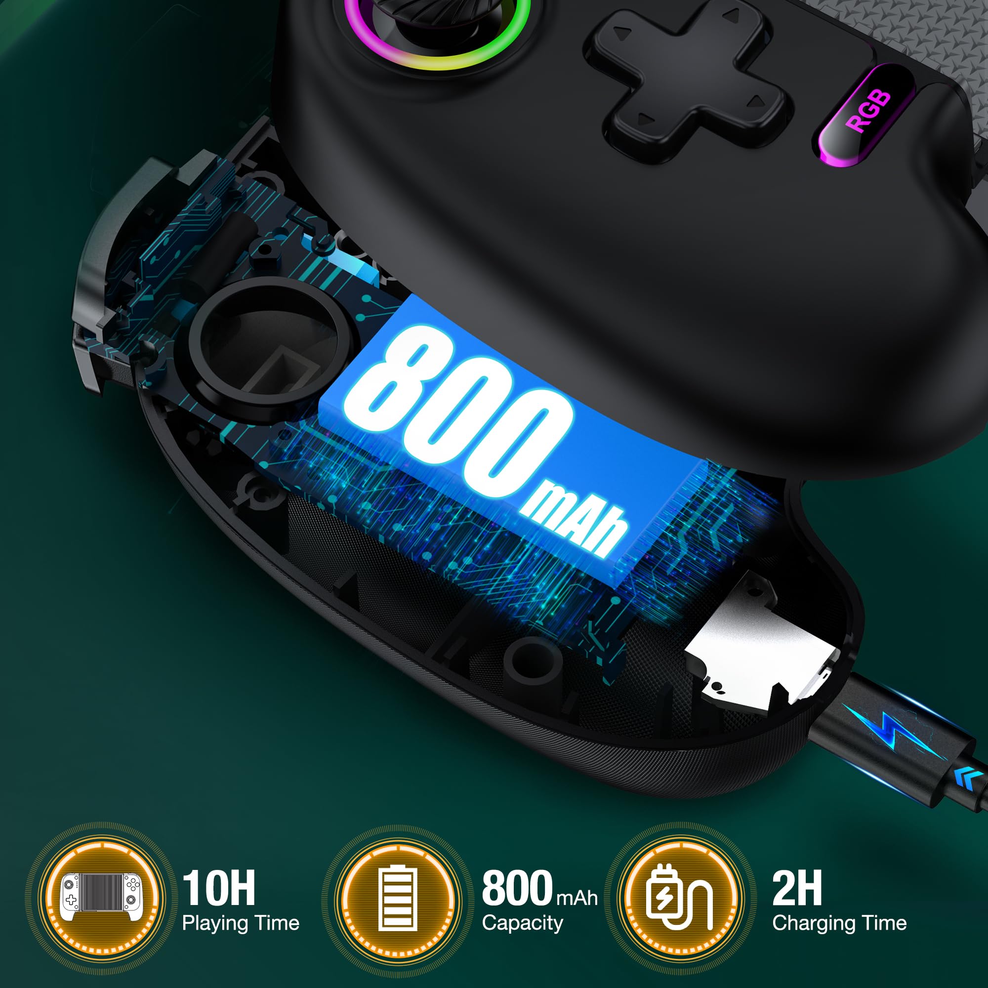 Controller da gioco mobile per iPhone e Android, controller per telefono per Xbox/Steam/GeForce Now/MFi Apple Arcade/Roblox/Minecraft, controller wireless per giochi telefonici con joystick effetto