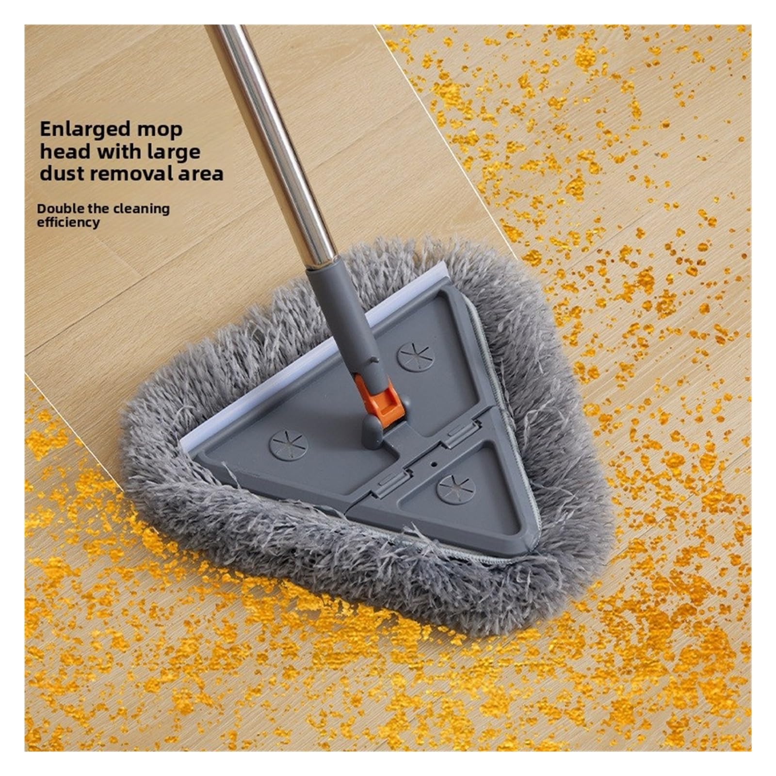 Fregona portátil Plegable con Cabezal Triangular, Herramienta limpiadora de Suelo rotación 360 ​​Grados, Almohadilla Microfibra for Paredes y techos Cocina(Combination-A)