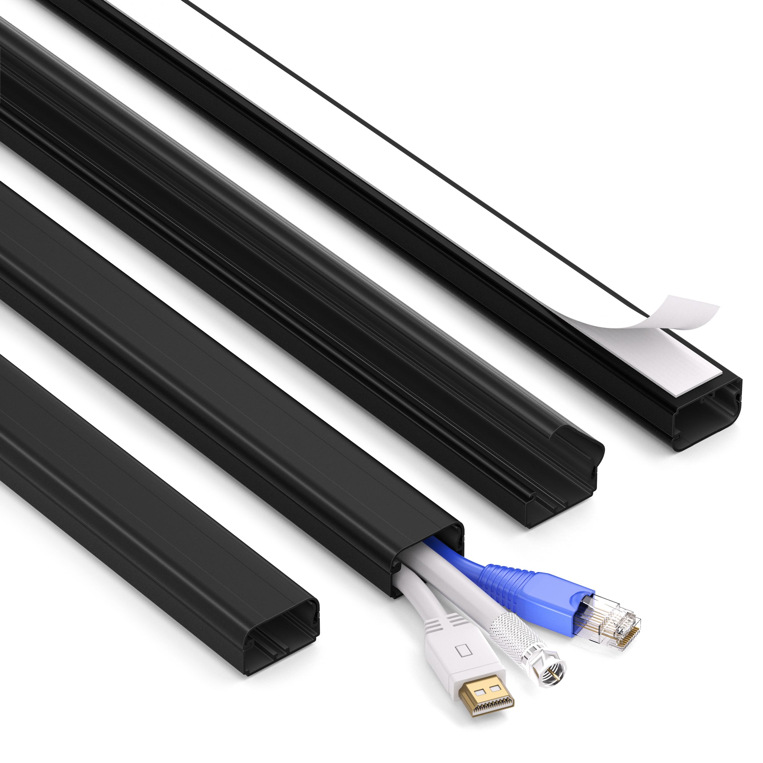Kabelkanal schwarz 160 cm (4x40 cm Set) – Selbstklebend mit