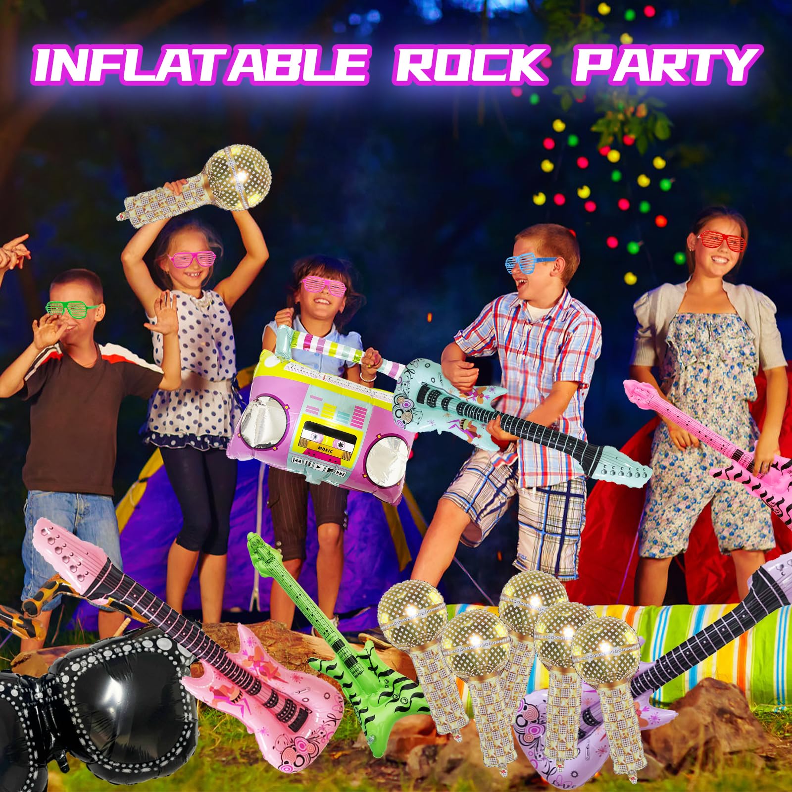 Inflateble Instruments 24pcs Inflatable Instruments Set Musical Instrument Balloons Inflatable ...