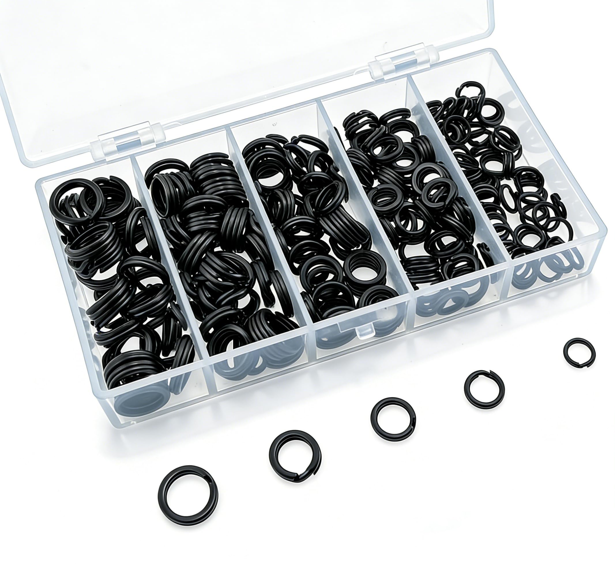 Fishing Split Rings Kit: 250pcs Heavy Duty Steel Fishing Lure Making Ring Fishing Hook Connector Tackle(Black Split Set) : Sports & Outdoors