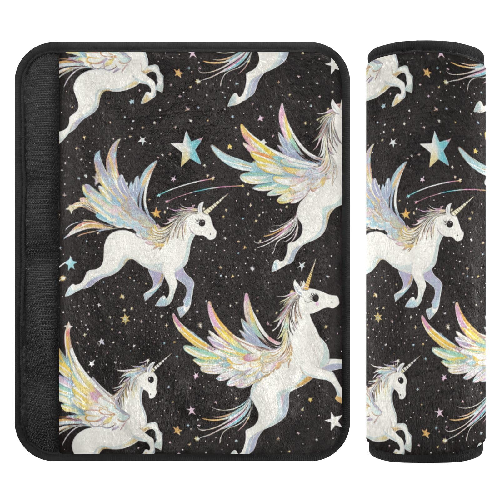 Seat Belt Covers 2 Pack Winged Unicorns Car Seat Strap Covers Super Soft Car Seat Neck Cover for Boys Girls Adults Babies M