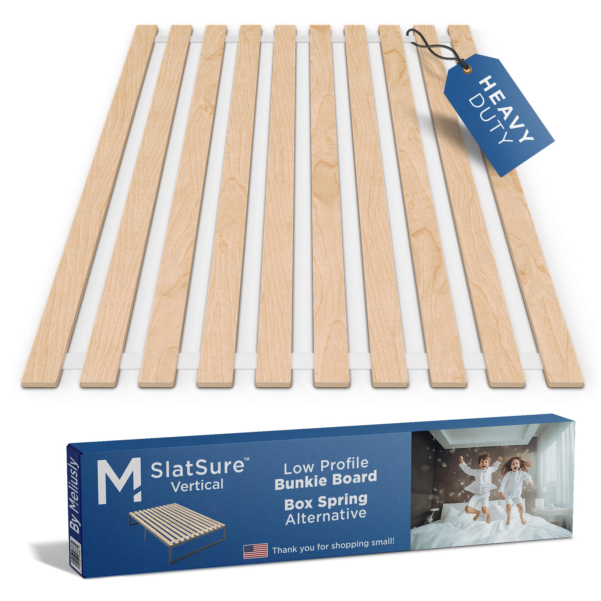 Meliusly SlatSure Full Size Bunkie Board – Heavy Duty Vertical Bed Slats & Foldable Wooden Support Board for Sagging Mattress or Platform Bed Frame, Box Spring Alternative and Replacement