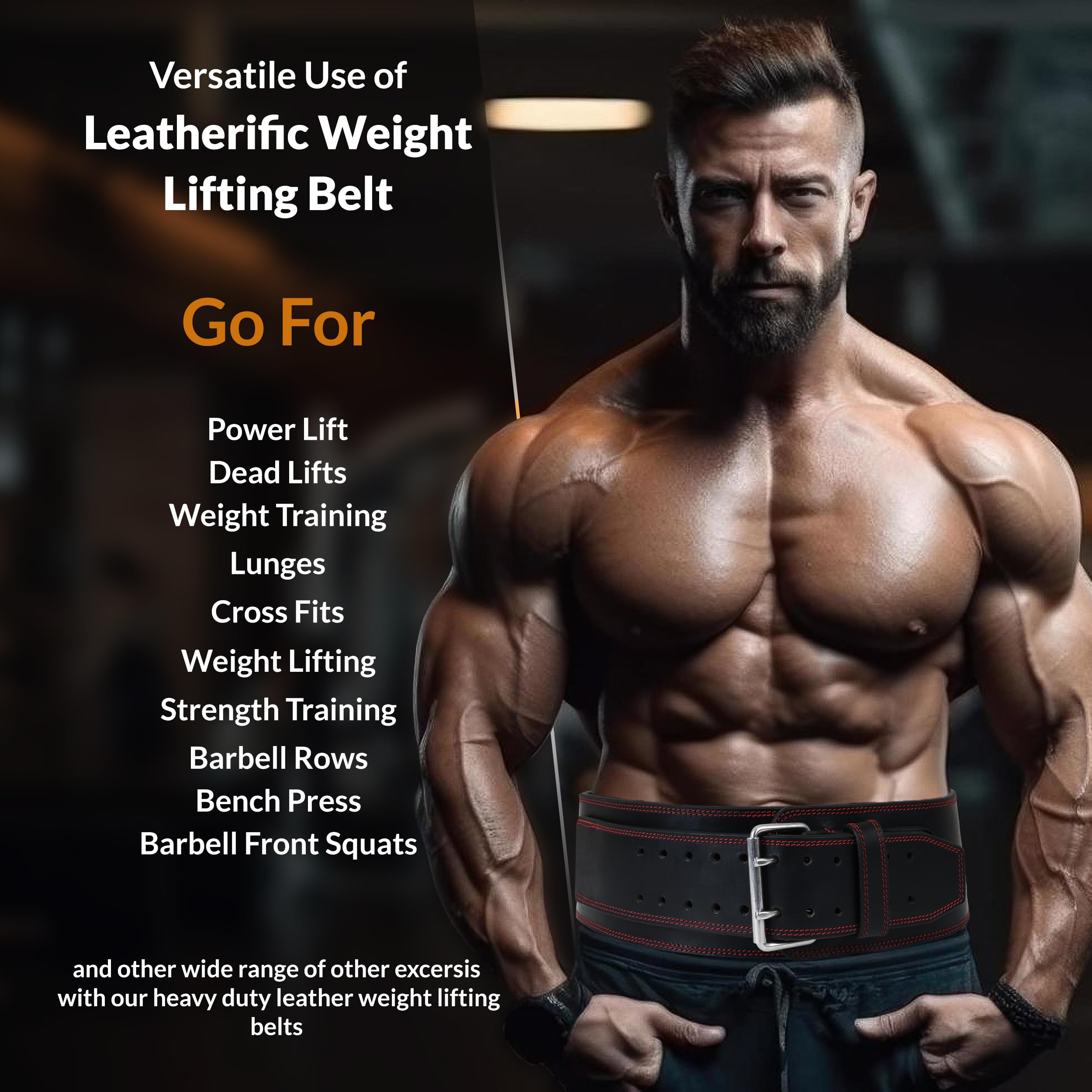 Cintura in vera pelle per sollevamento pesi, spessore 8 mm, larghezza 10,2 cm, resistente, imbottita, fibbia in acciaio, per bodybuilding, cross training, sollevamento pesi, supporto