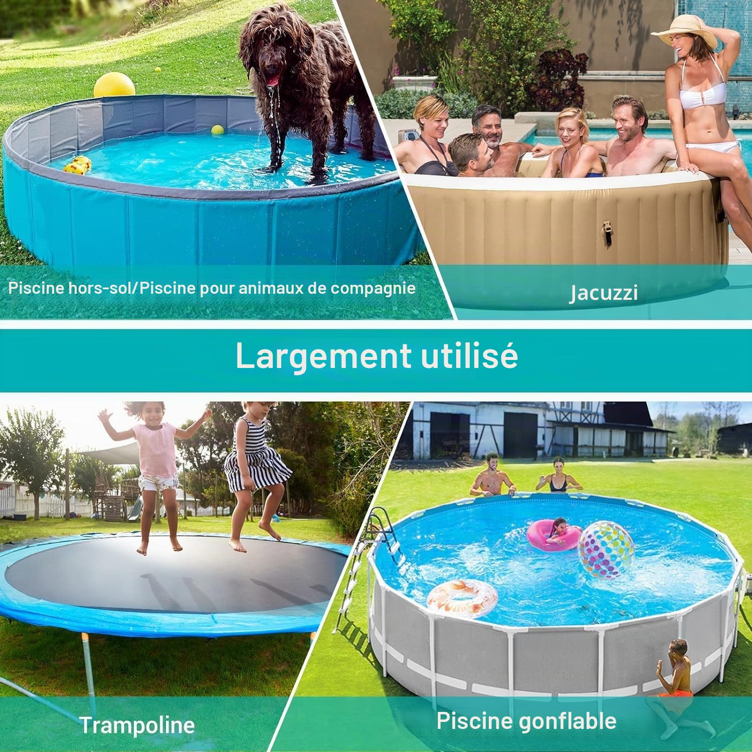 Bache Piscine Ronde 305, 420D Oxford Tissu Bache Hivernage Piscine Hors Sol, BâChe de Piscine Ronde ImperméAble Et IndéChirable
