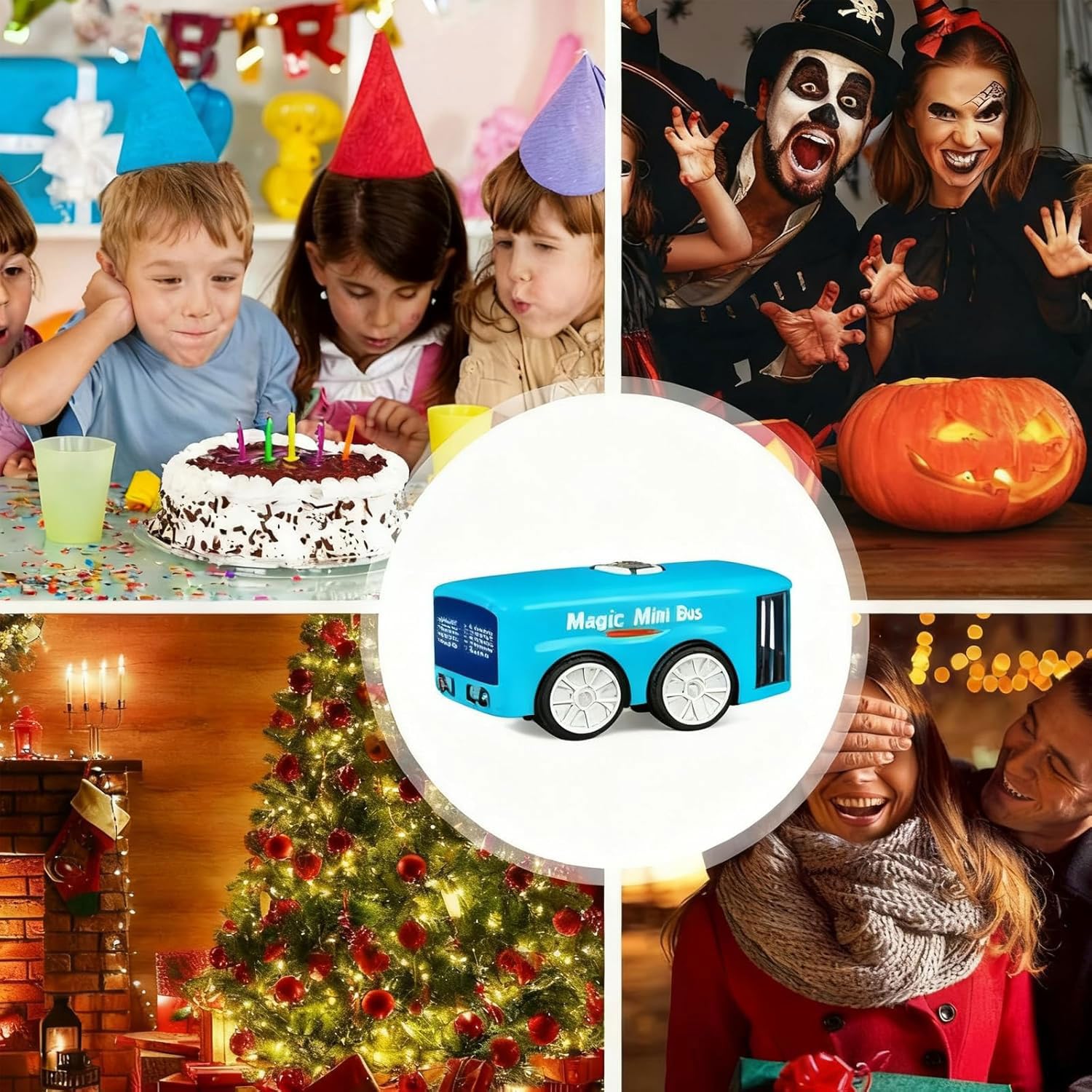 GUSHE Magic Mini Bus Spielzeug, RC-gesteuert mit Auto-Ausdrücken und 4 Spielmodi, Intelligentes Ferngesteuertes Auto mit Sensor, Automatische Vermeidung Patrouille Linie Fahren Spielzeug Auto (Weiß)