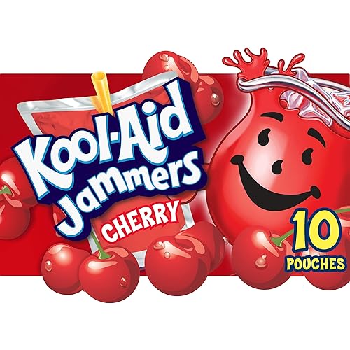 Kool-Aid Jammers Cherry - Refresco para niños con sabor artificial caja de 10 unidades bolsas de 6 onzas líquidas
