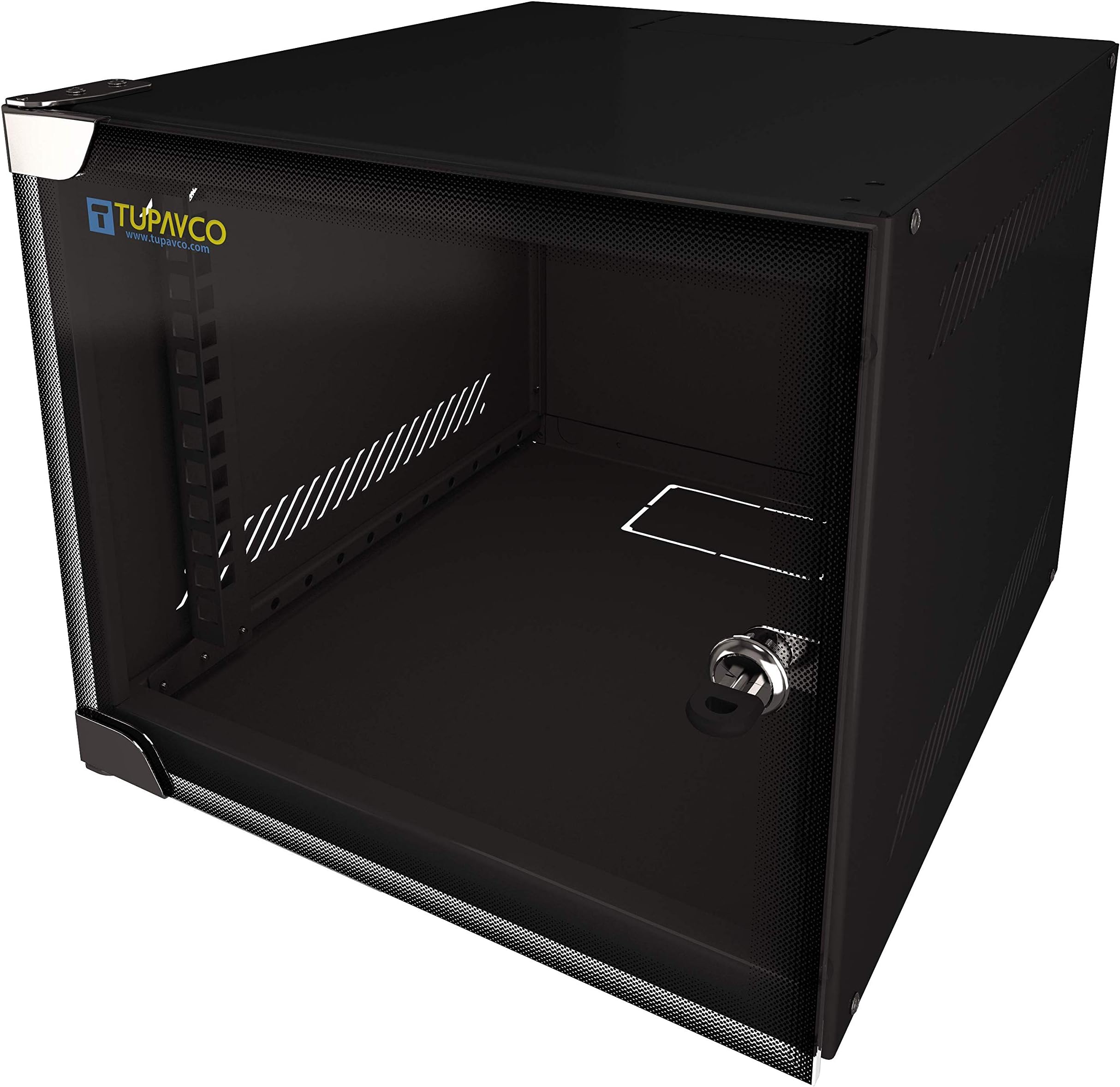 Portable 10" Network Cabinet 4U -Tupavco TP1524- SOHO Floor/Wall Mount Compact Ten Inch Half-Rack -IT Electronics CCTV Media Networking Equipment Server Rackmount Enclosure -Glass Door Secured Lock