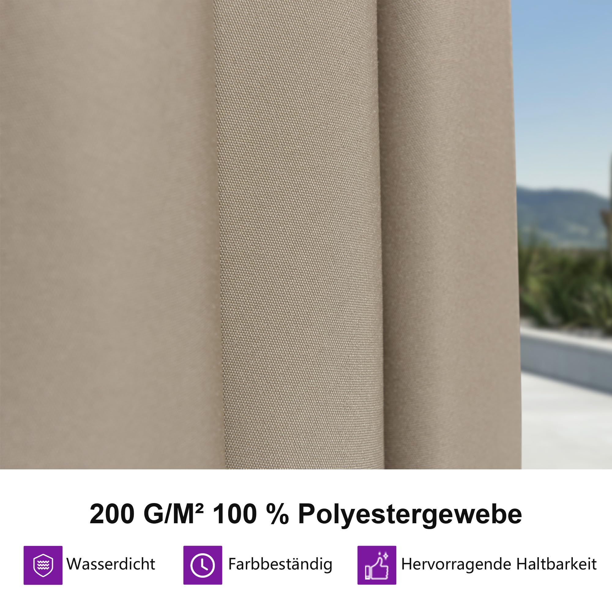 PURPLE LEAF Marktschirm 270 × 350 cm Rechteckig mit Kurbel UV-Schutz, Taupe | Robustes Aluminium, Wasserabweisend, Einfache Montage, Leichtgängige Kurbel, Sonnenschirm UV-Schutz XL-Schatten für Gewerbe