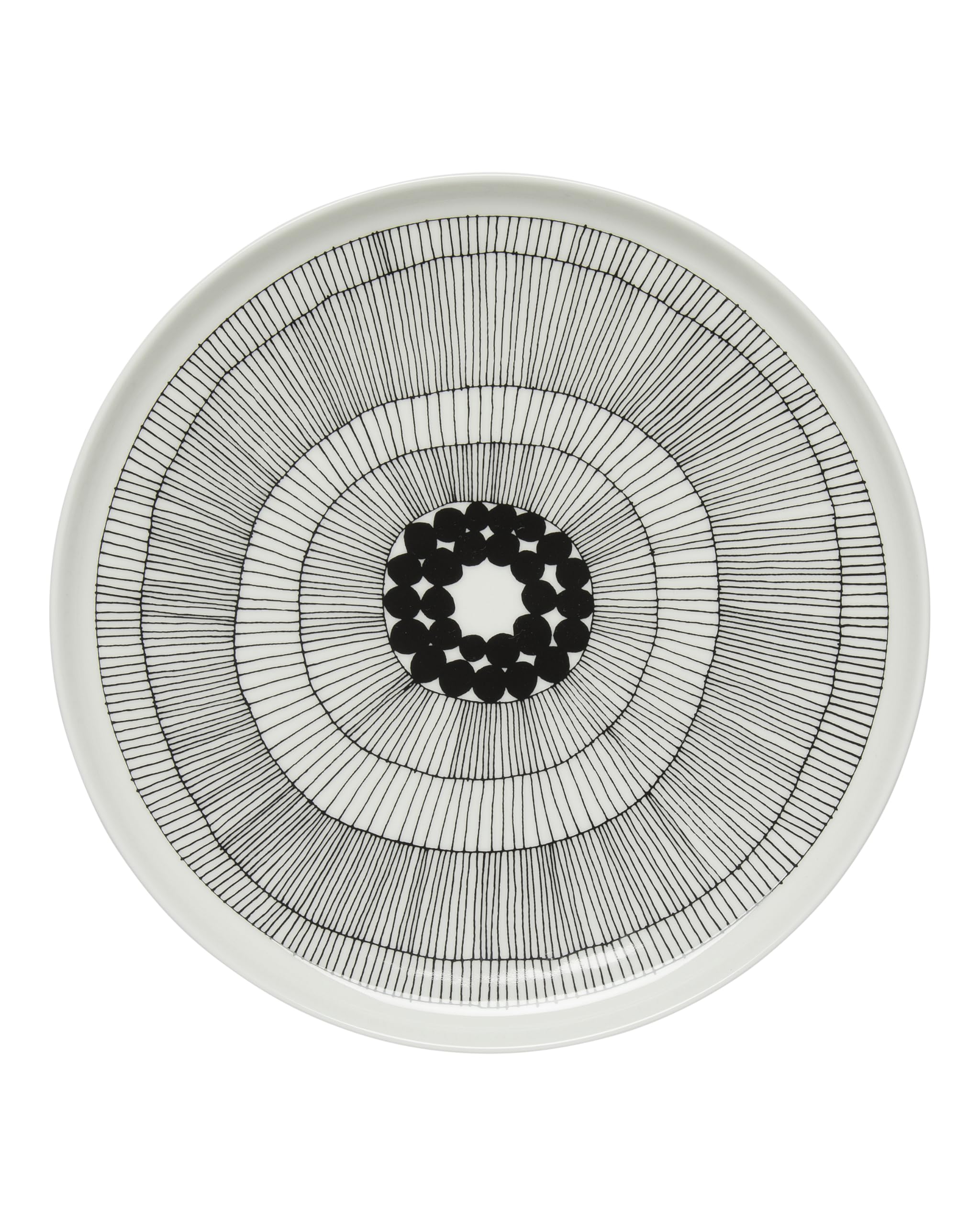 MARIMEKKO Oiva Siirtolapuutarha Dinner Plate — Refine Your Kitchen Décor with Our Iconic Black & White Stoneware — Stylish White Porcelain Dinner