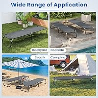 Vista 4 de COSTWAY Cama plegable para acampar al aire libre, catre militar portátil, tela Oxford transpirable, para dormir, senderismo, viajes, gris