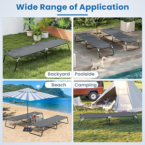 Miniatura 4 de COSTWAY 2 PCS plegable camping cama al aire libre portátil militar cuna dormir senderismo viaje gris