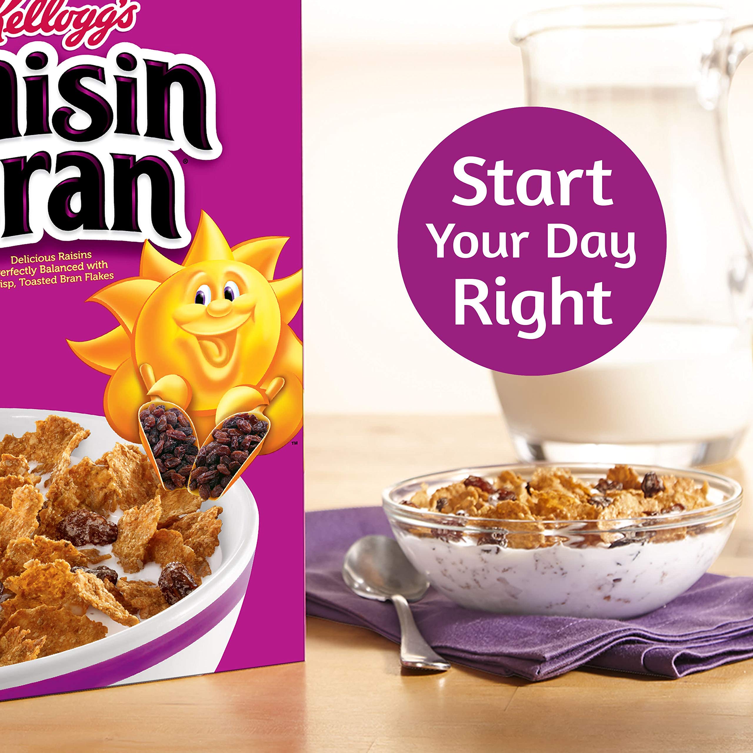Kellogg's Raisin Bran Breakfast Cereal, High Fiber Cereal, Made with
