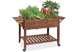 Best Choice Products 57x20x33in Mobile Raised Garden Table
