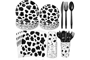 Complete 280-Piece Cow Print Party Supplies Set for Farm Themed Festivities