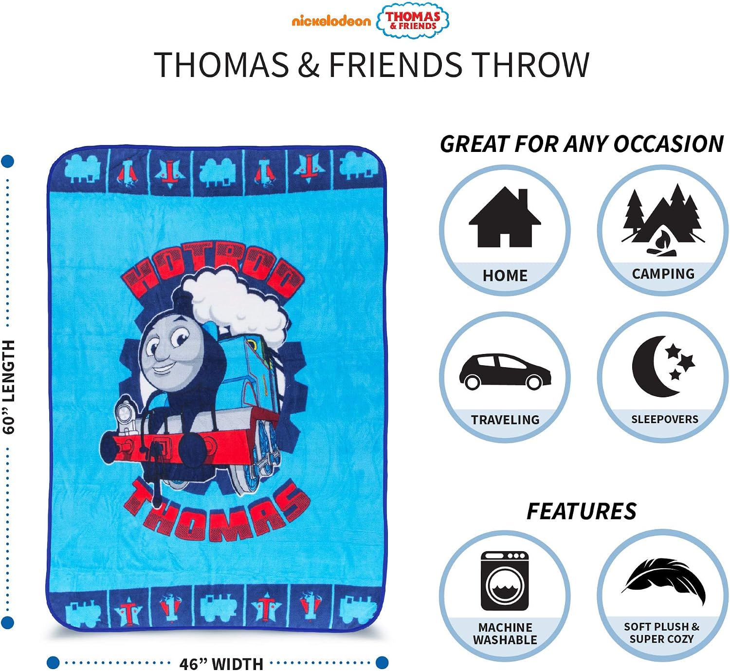 Franco Kids Bedding Throw, 46 in x 60 in, Thomas and Friends