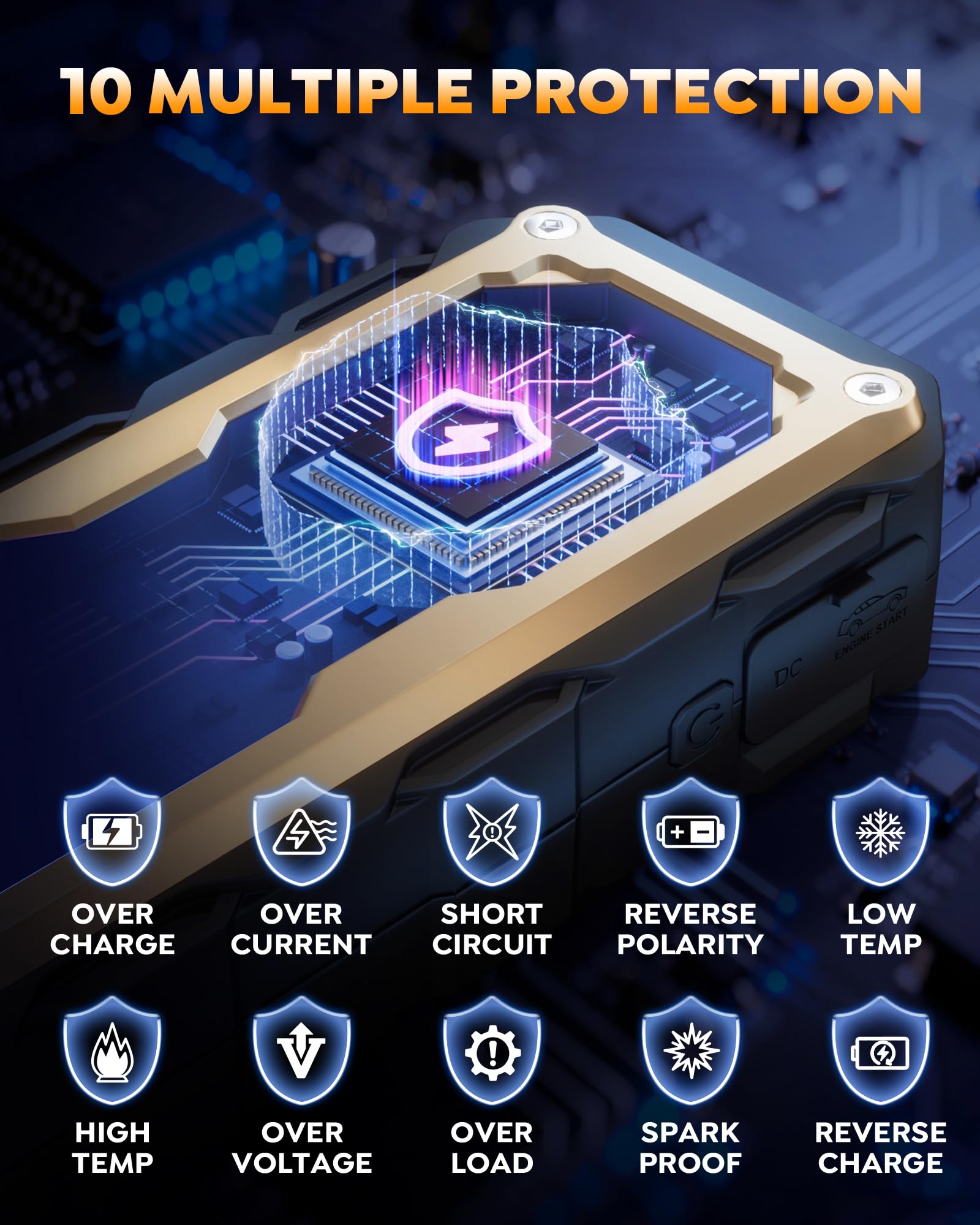 Car Jump Starter with 65W Quick Charger 24000mAh Battery Pack 12V Car Battery Jumper Starter Portable LED Display — view 6