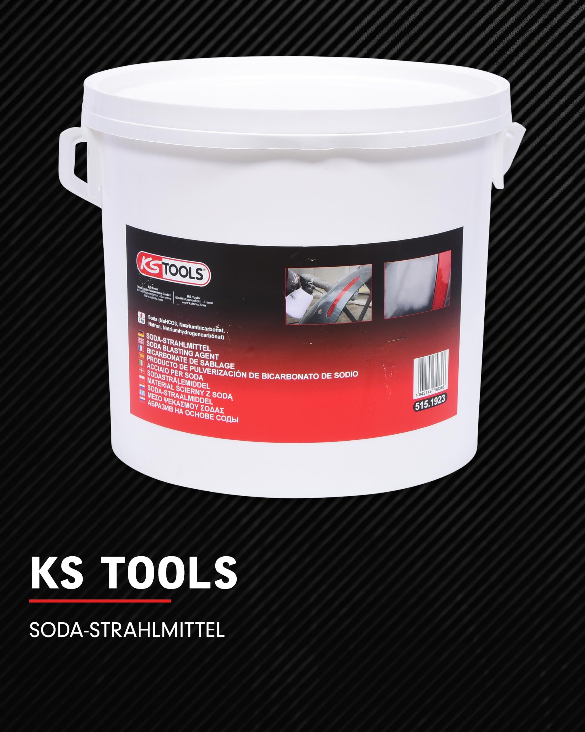 KS Tools Soda Strahlmittel 5 kg 515.1923 I < 0,5 mm Siebfraktion I Umweltfreundliches Reinigungsmittel mit Natron zum Reinigen und Entfernen von Farben oder Lacken