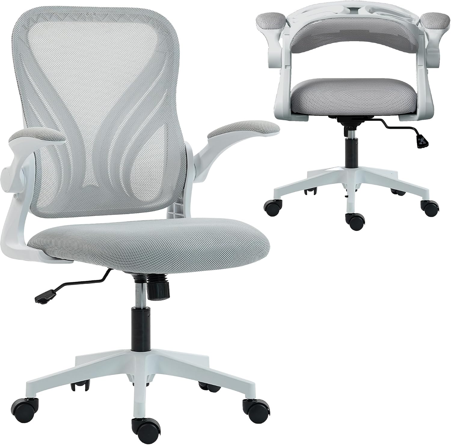 HOMCOM Ergonomic Office Chair with Folding Backrest Light Grey