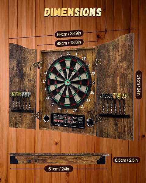Yirinatek Jeu de Flechette Electronique, Coffret Décoratif pour Cible Flechette Electronique [12*Bronze Fléchettes] [Mode de Jeu Cricket] - 2